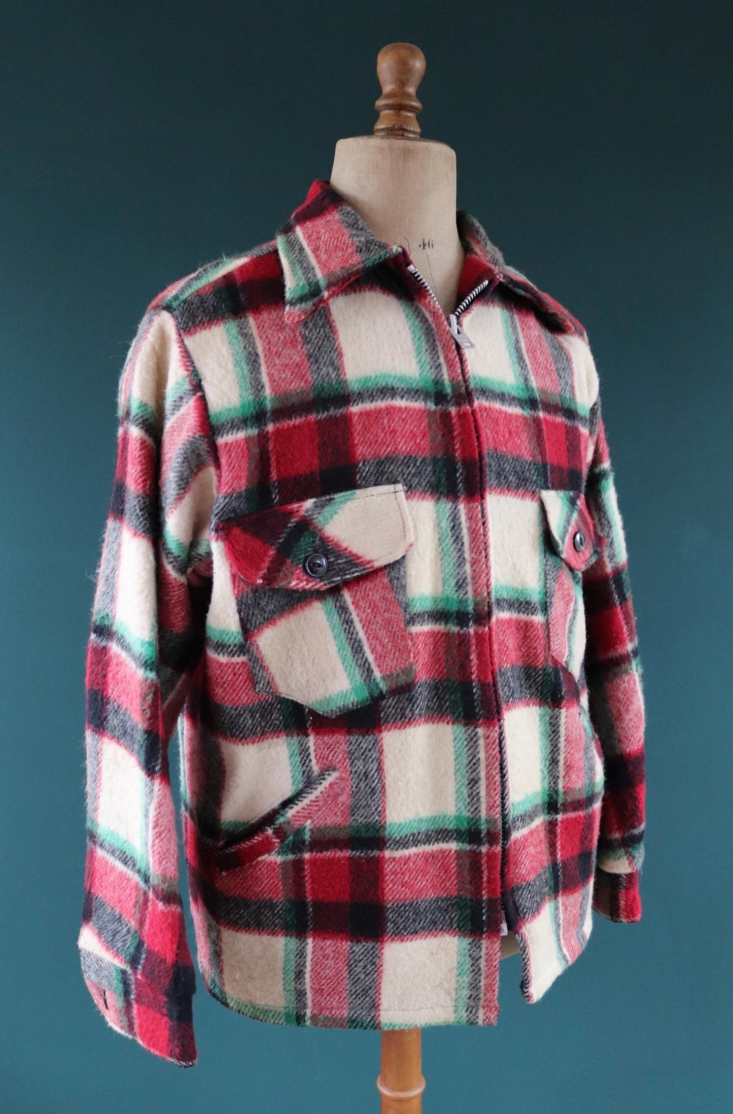 Vintage 1970s plaid workwear jacket - checked chore coat - 47” chest