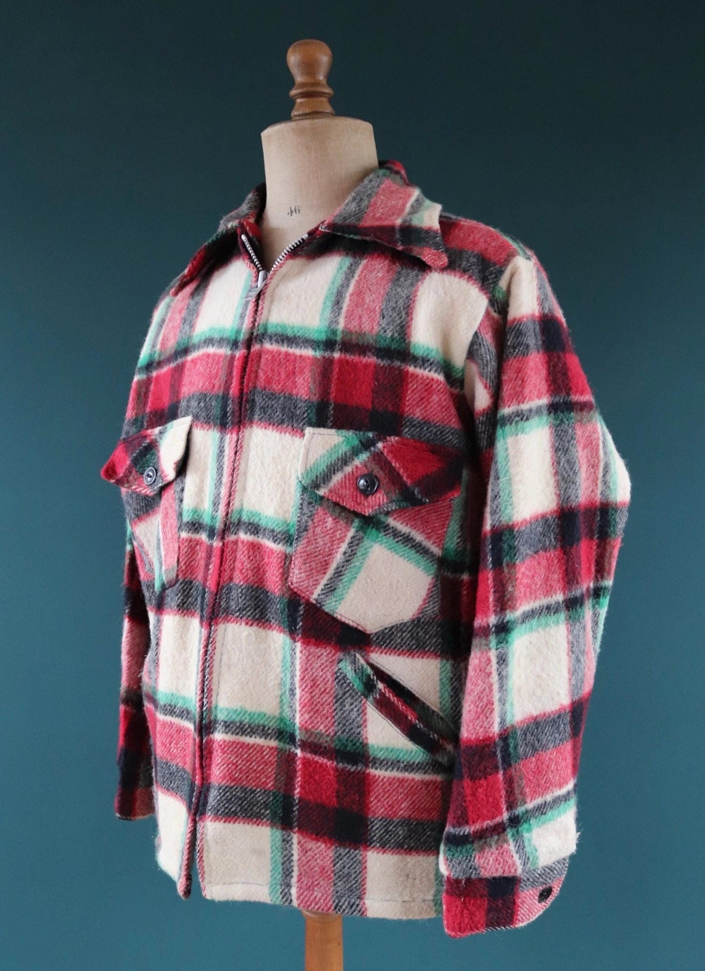 Vintage 1970s plaid workwear jacket - checked chore coat - 47” chest