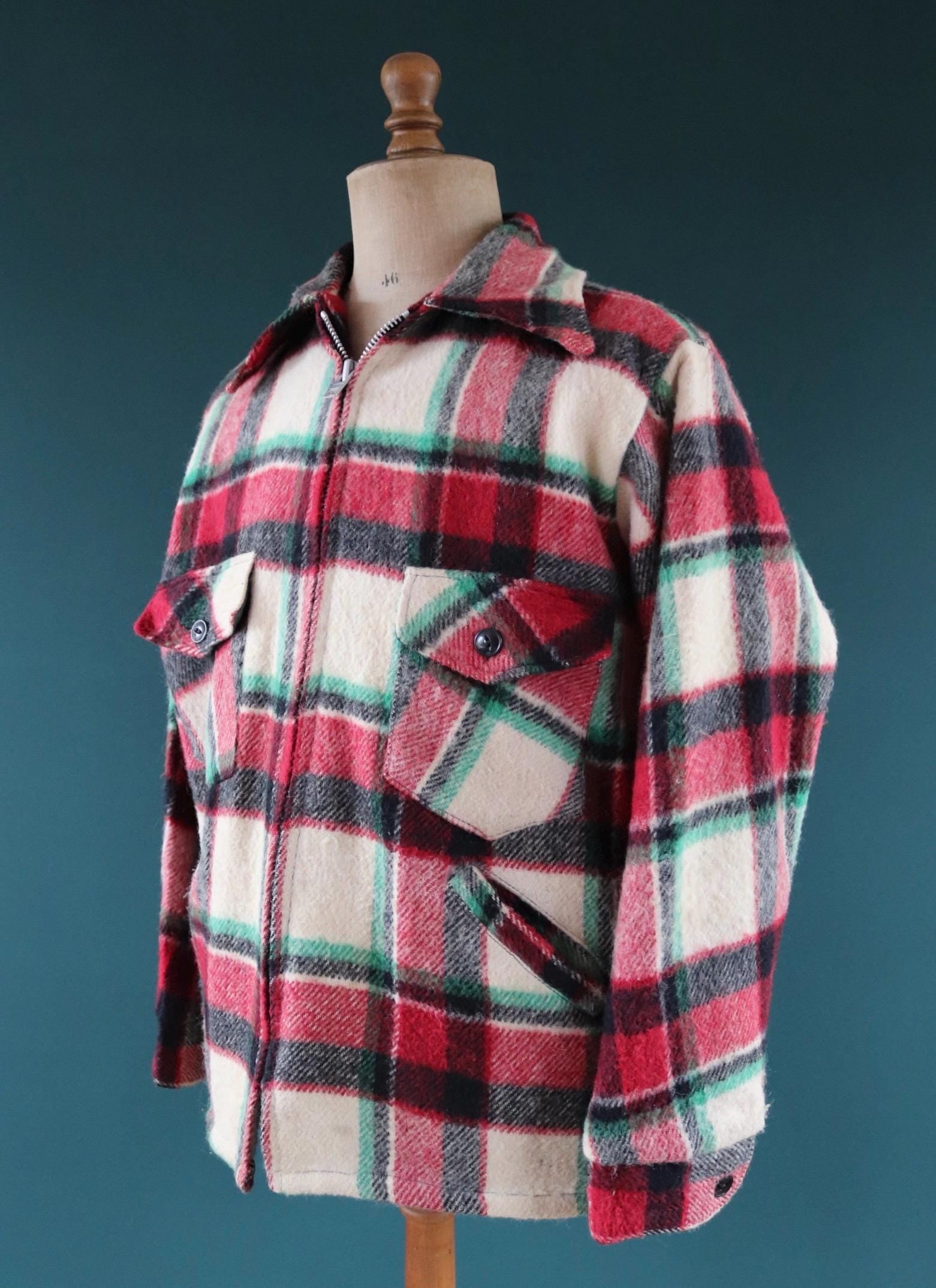 Vintage 1970s plaid workwear jacket - checked chore coat - 47” chest