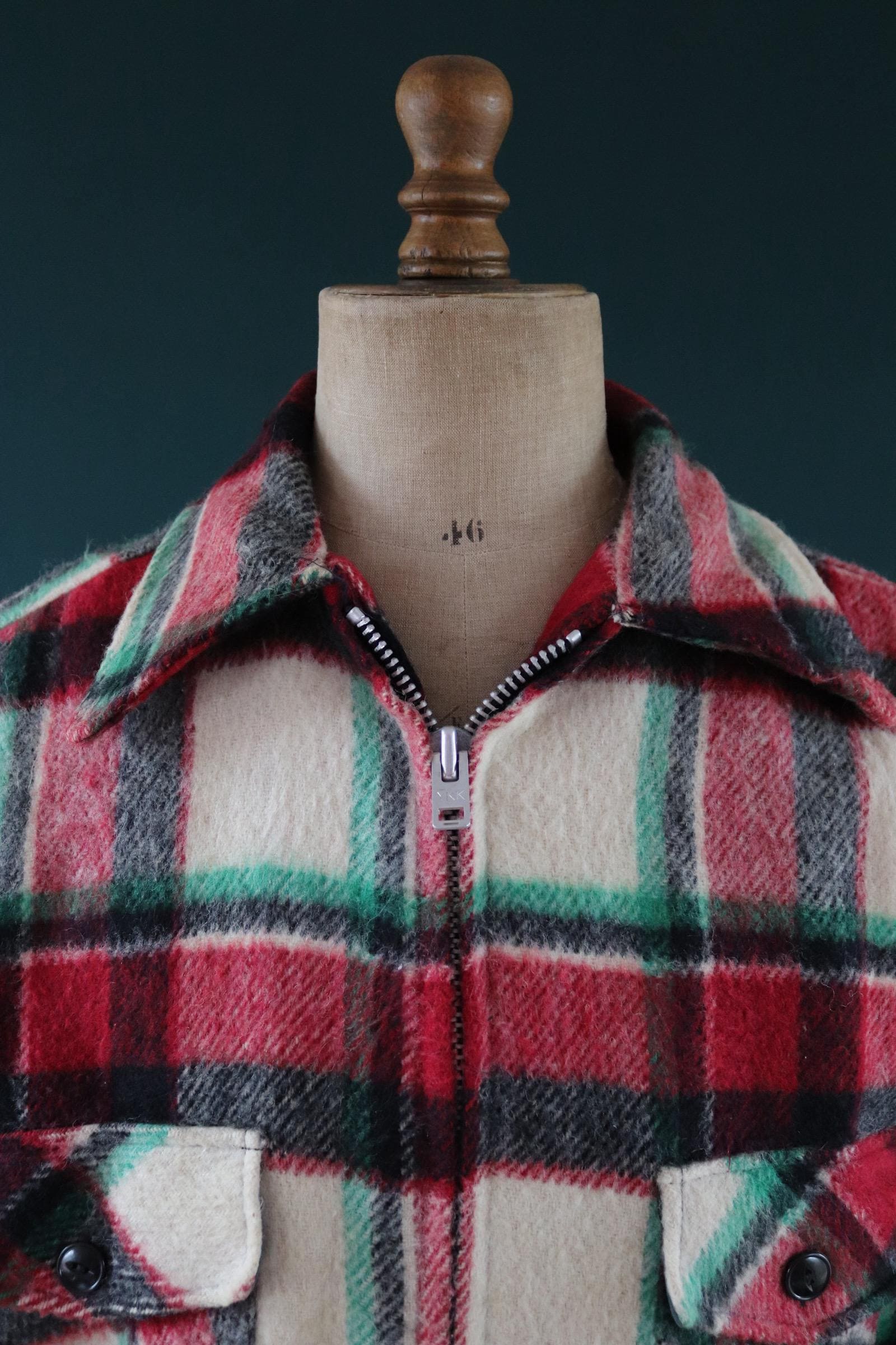 Vintage 1970s plaid workwear jacket - checked chore coat - 47” chest