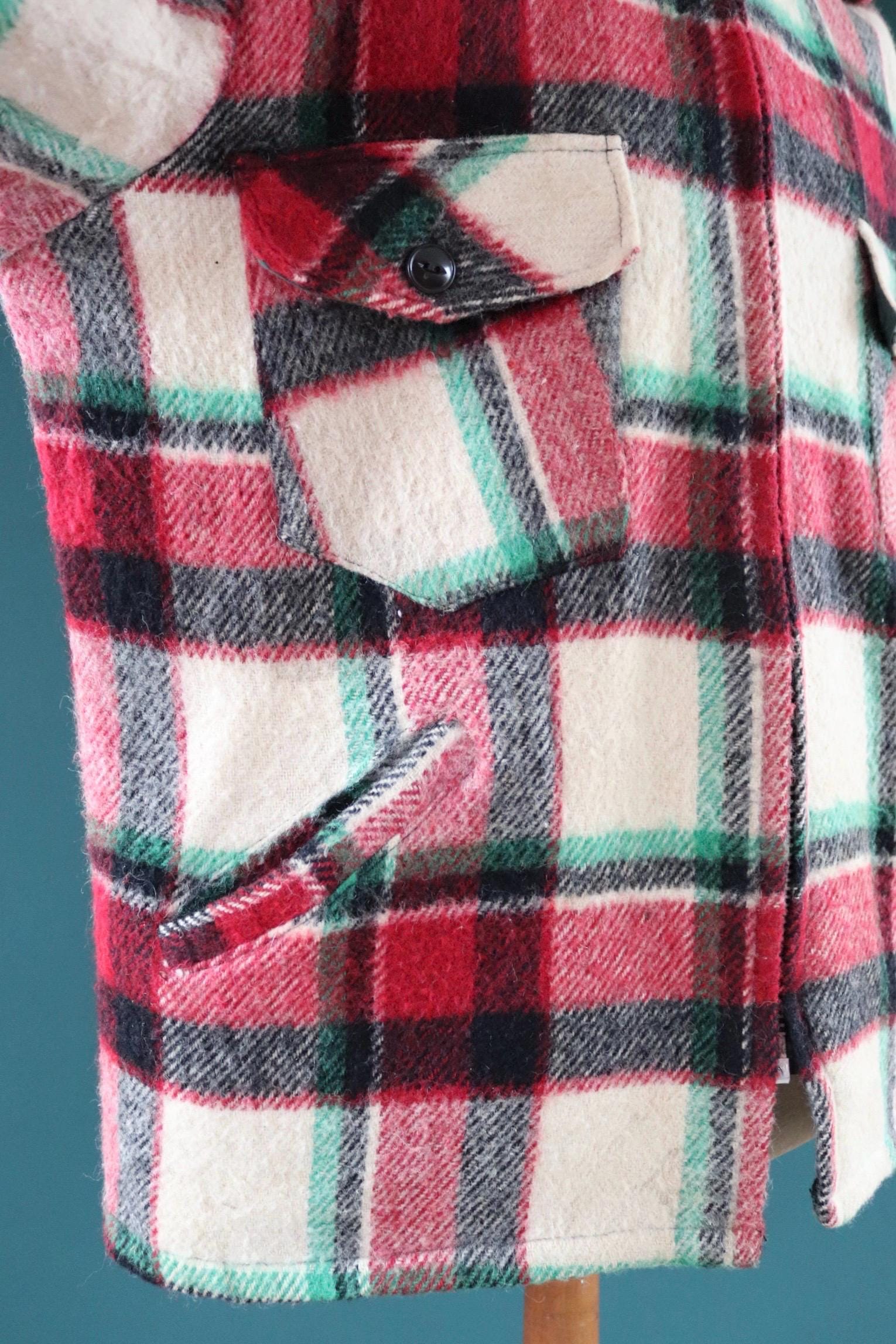 Vintage 1970s plaid workwear jacket - checked chore coat - 47” chest