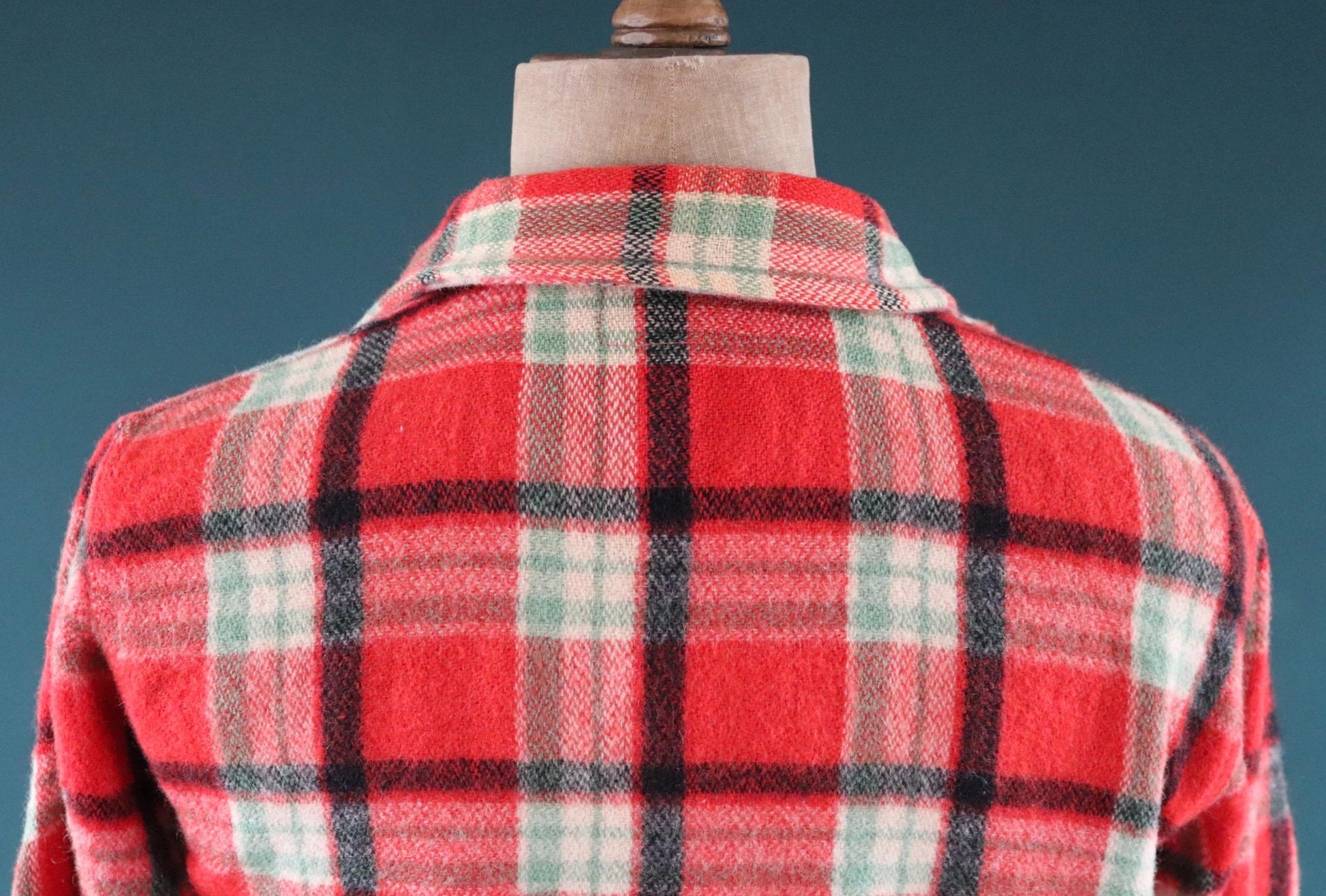Vintage 1950s plaid wool workwear shirt - 42" chest