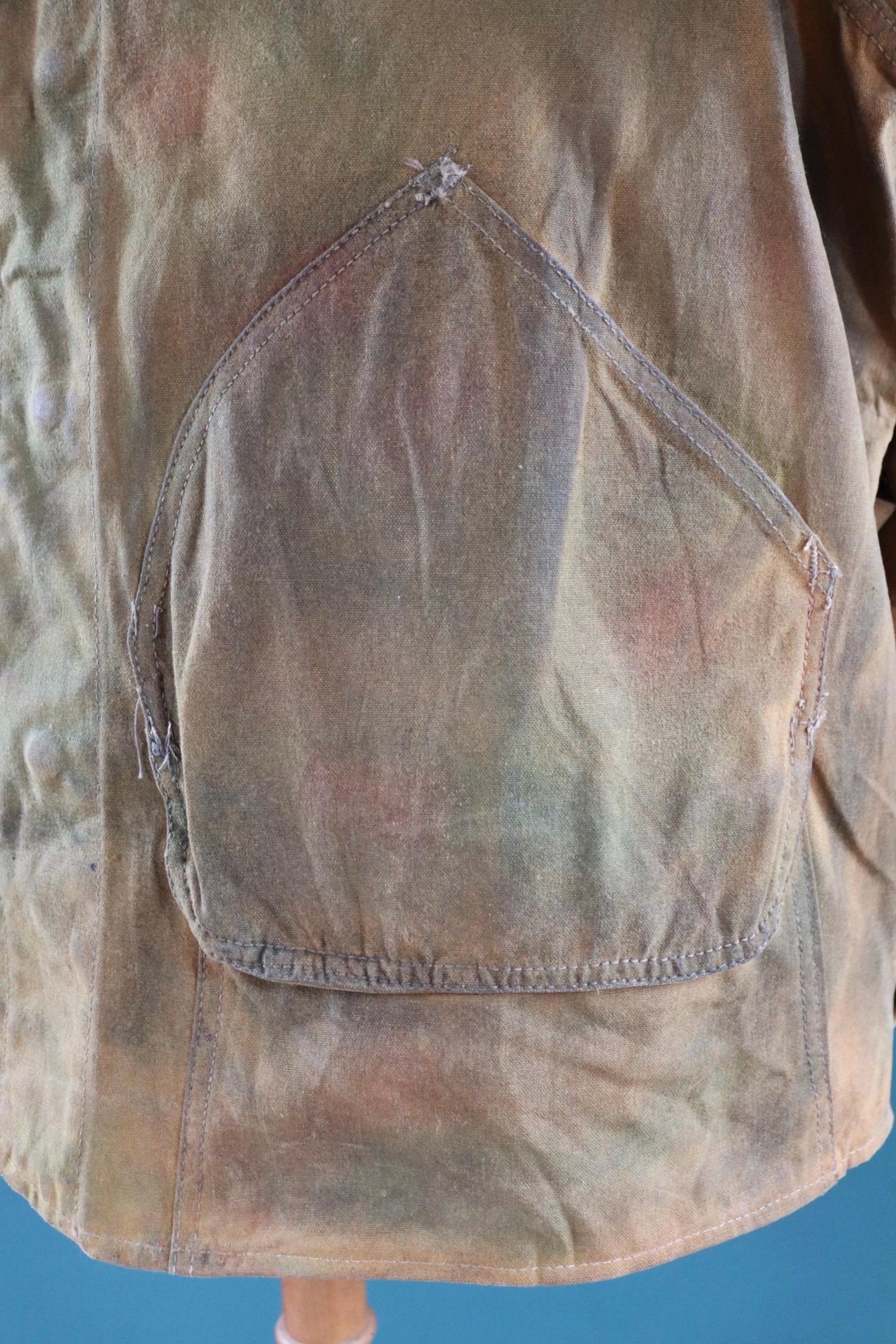 Vintage 1980s hand painted camouflage hunting jacket - tine cloth workwear - 51" chest