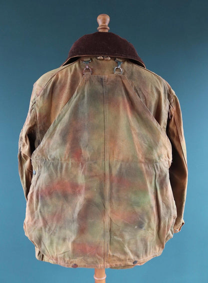 Vintage 1980s hand painted camouflage hunting jacket - tine cloth workwear - 51" chest