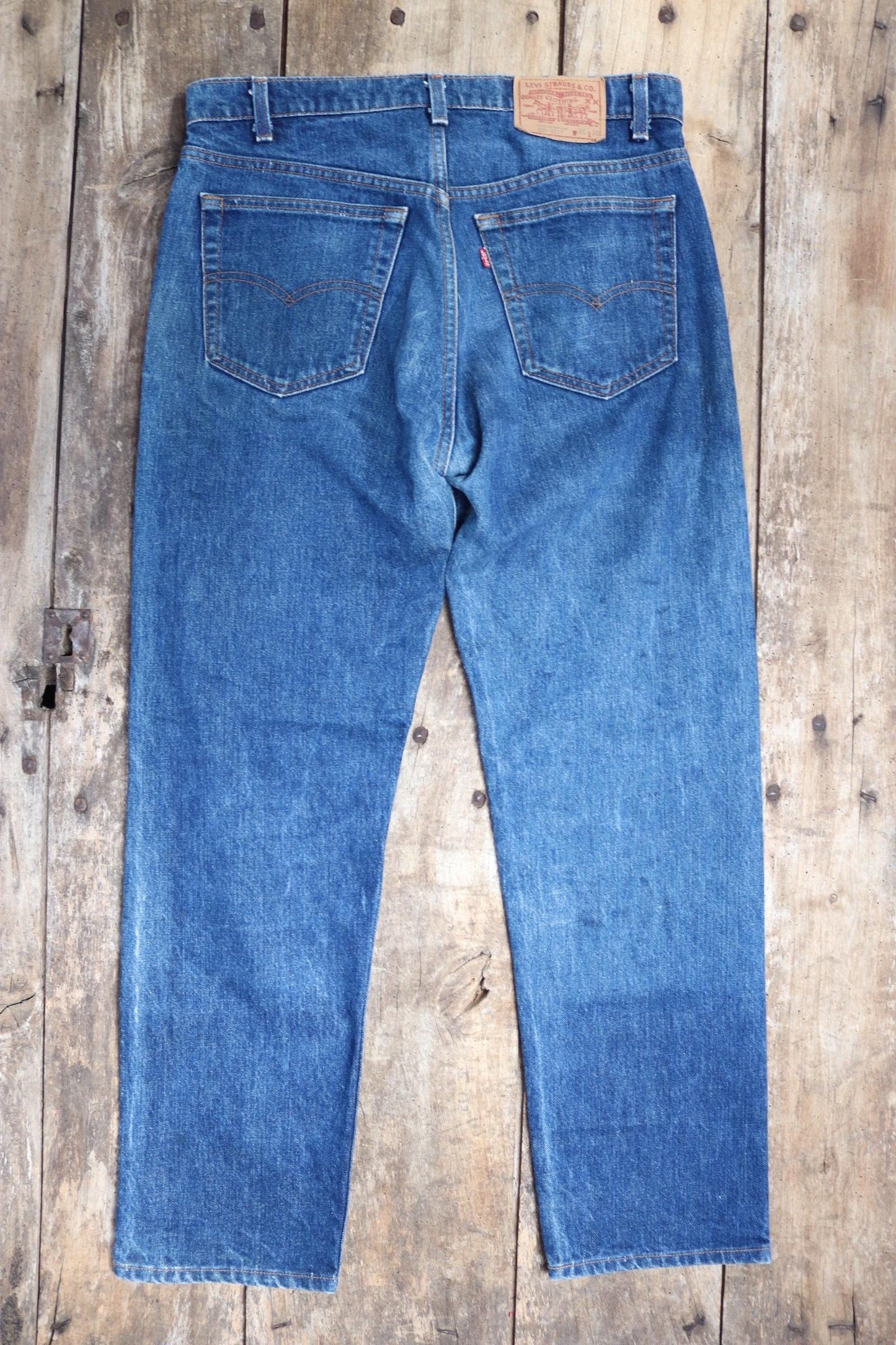 Vintage 1980s Levis 505 denim jeans - made in USA - small e red tab - 34” x 30”