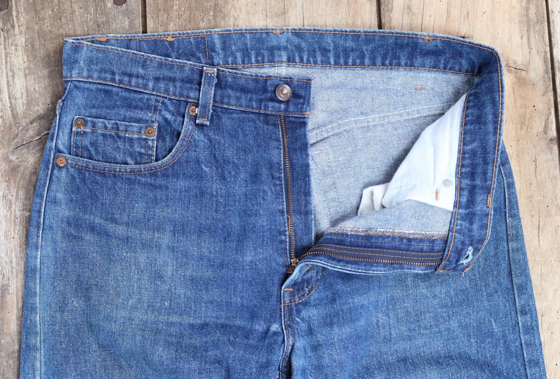 Vintage 1980s Levis 505 denim jeans - made in USA - small e red tab - 34” x 30”