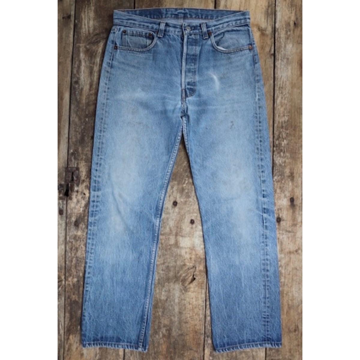 Vintage 1980s Levis 501 denim jeans - made in USA - small e red tab - 32” x 30”