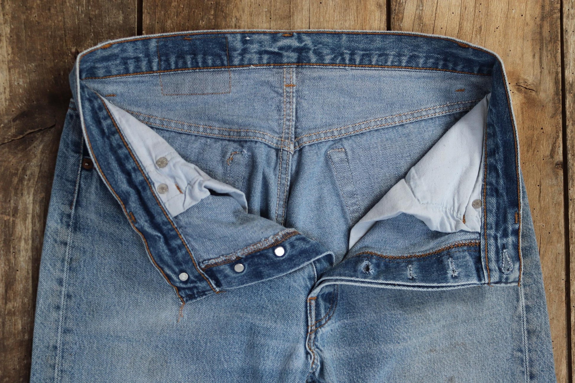 Vintage 1980s Levis 501 denim jeans - made in USA - small e red tab - 32” x 30”