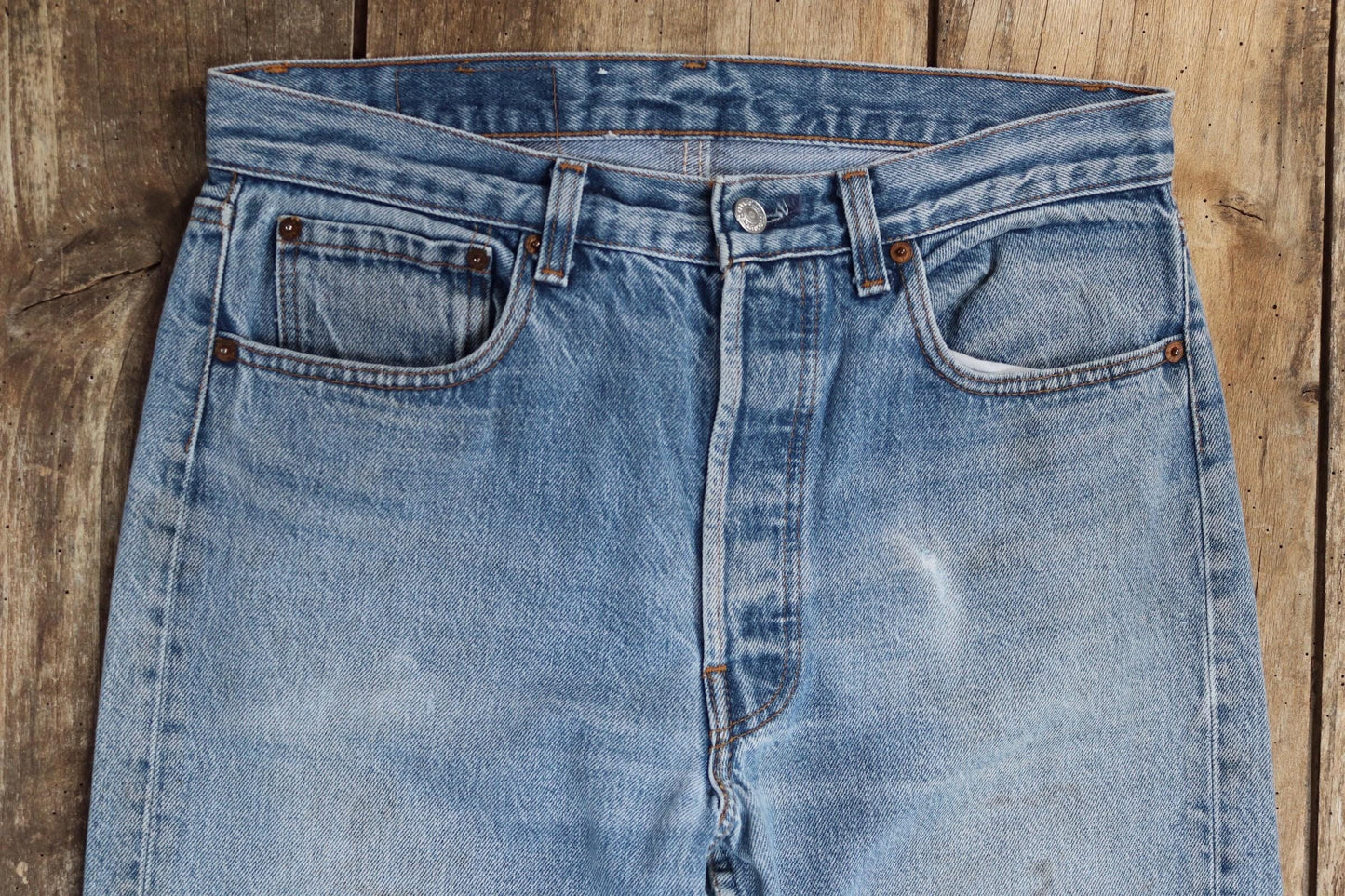 Vintage 1980s Levis 501 denim jeans - made in USA - small e red tab - 32” x 30”