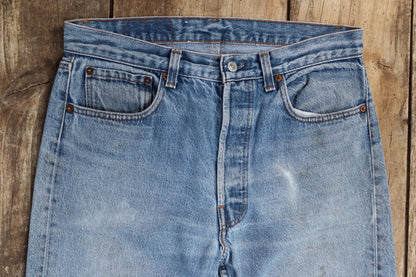 Vintage 1980s Levis 501 denim jeans - made in USA - small e red tab - 32” x 30”