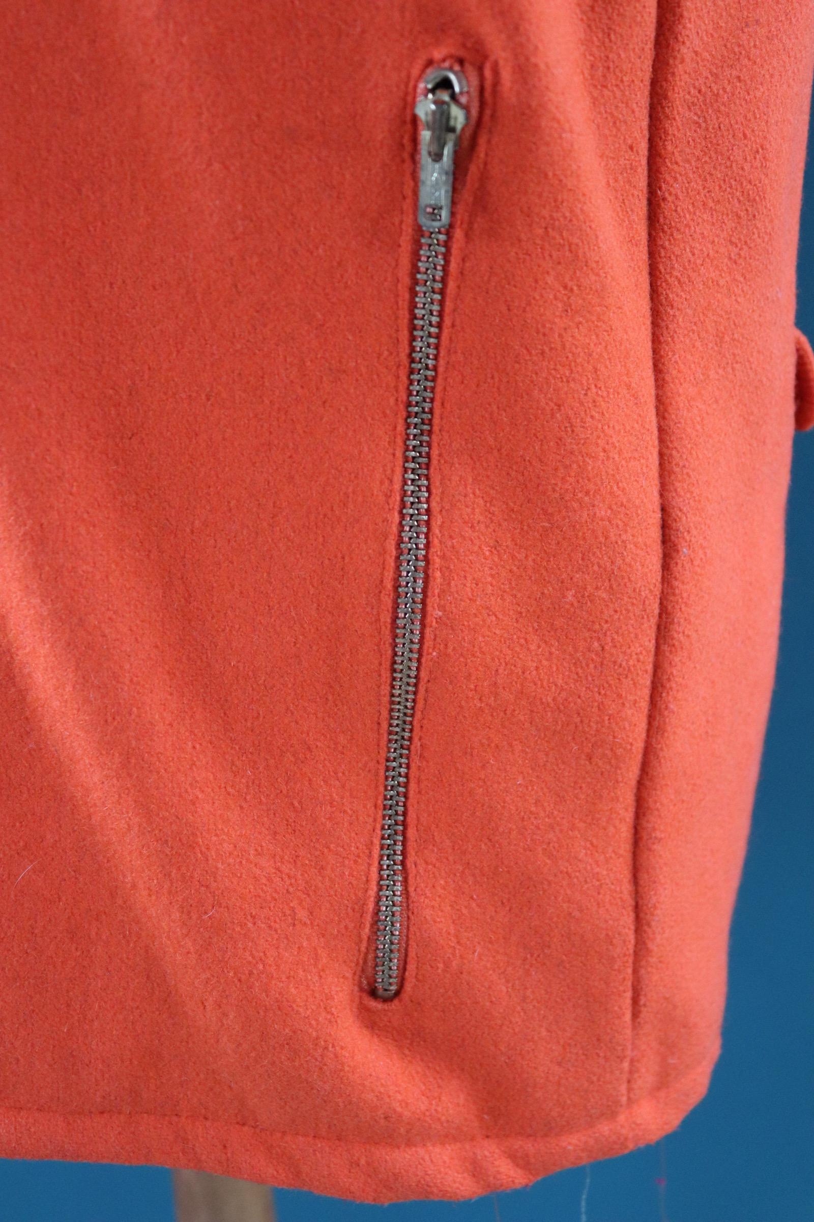 Vintage 1970s orange wool mackinaw - workwear jacket - 50” chest