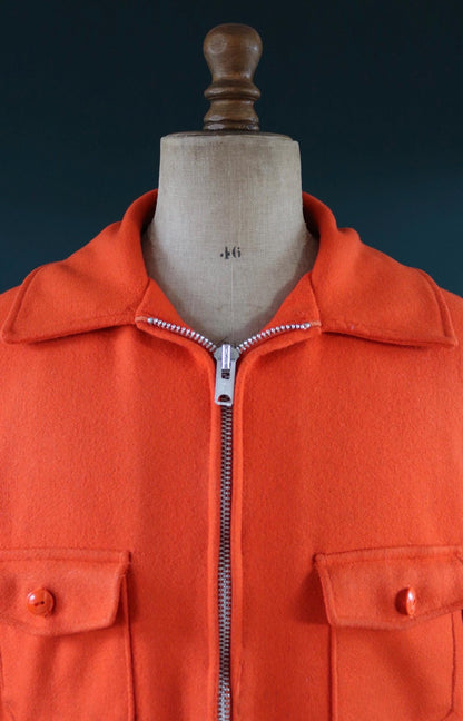 Vintage 1970s orange wool mackinaw - workwear jacket - 50” chest