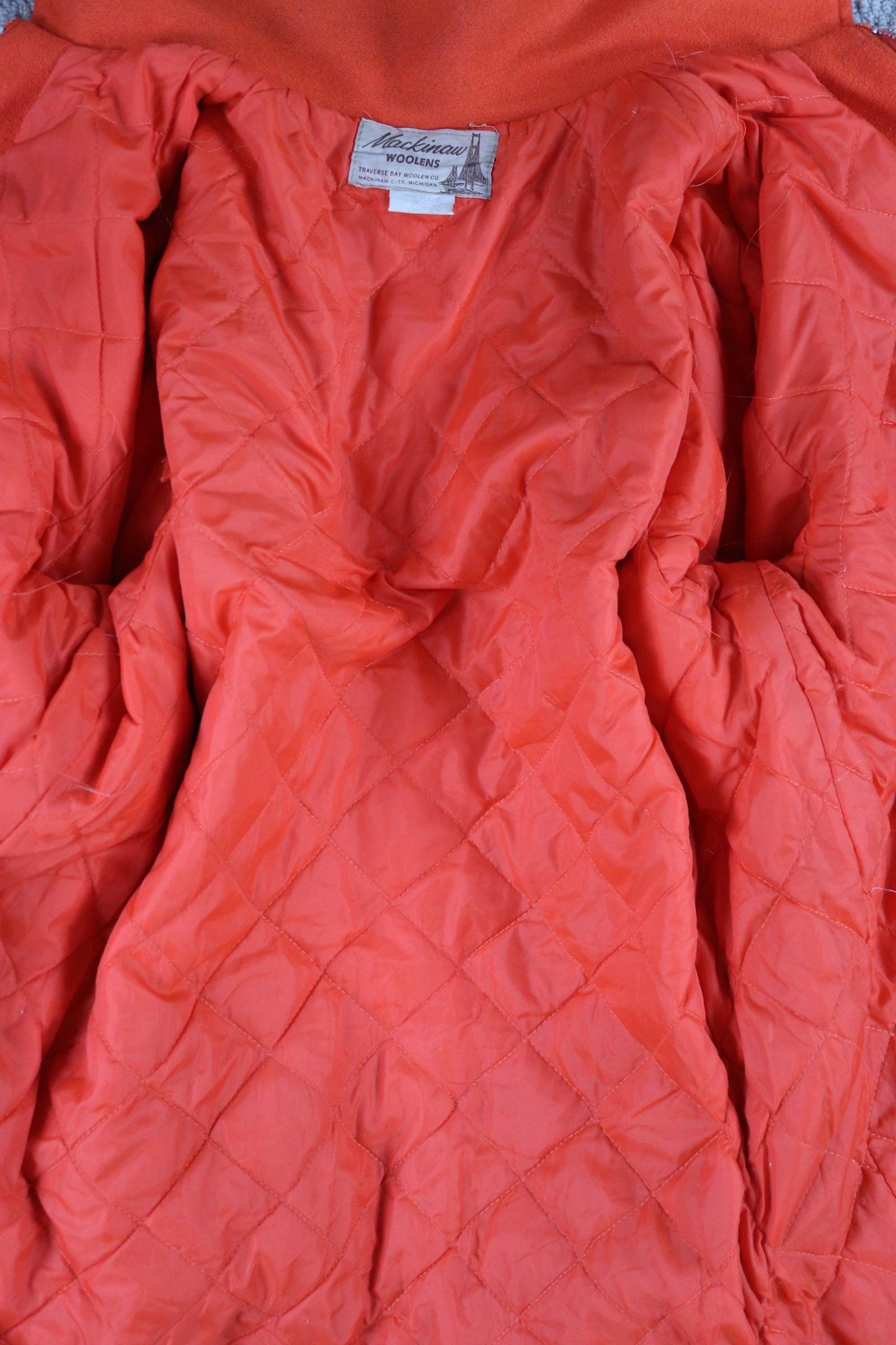 Vintage 1970s orange wool mackinaw - workwear jacket - 50” chest