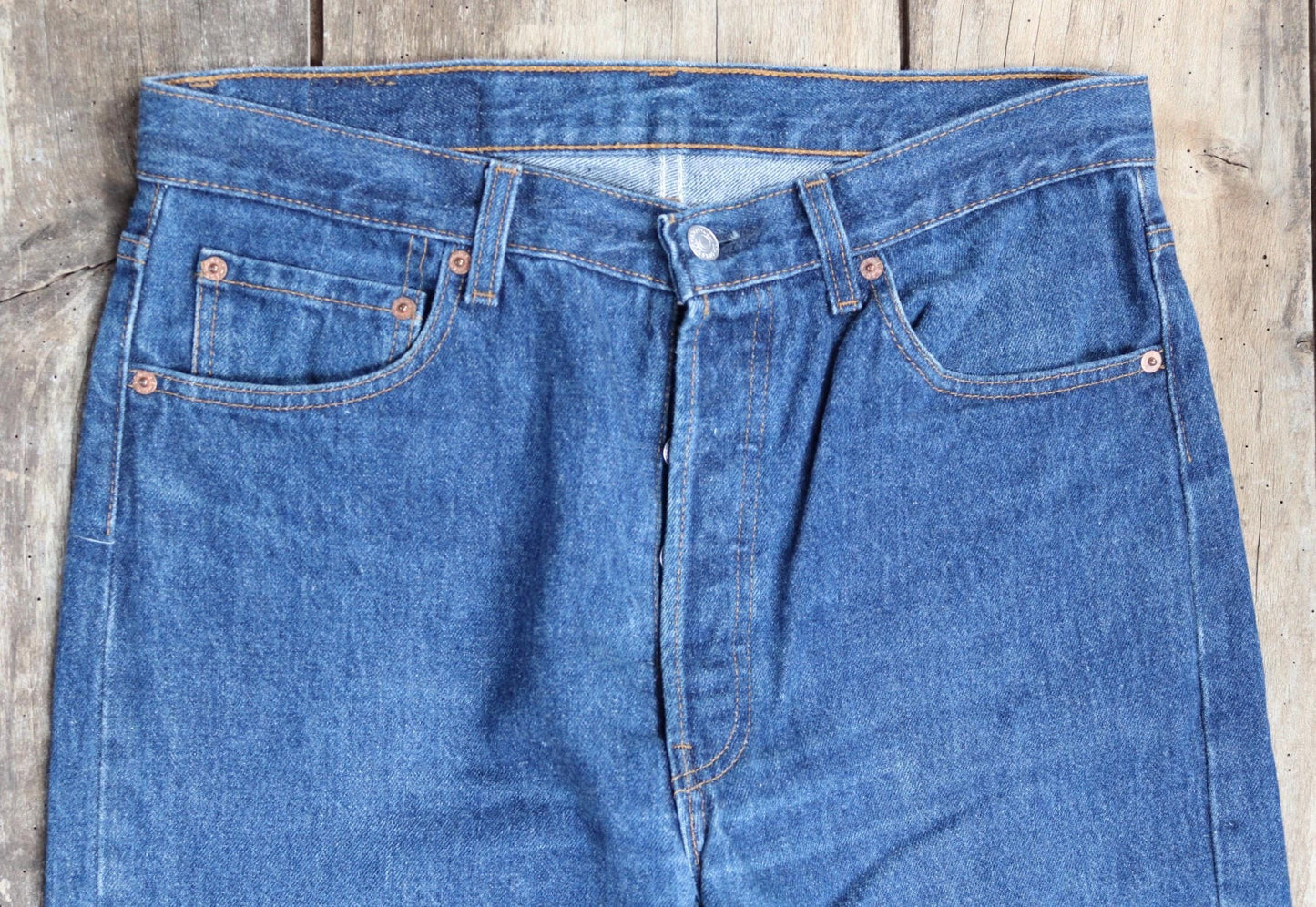 Vintage 1990s Levis 501 denim jeans - made in USA - small e red tab - 33” x 32”