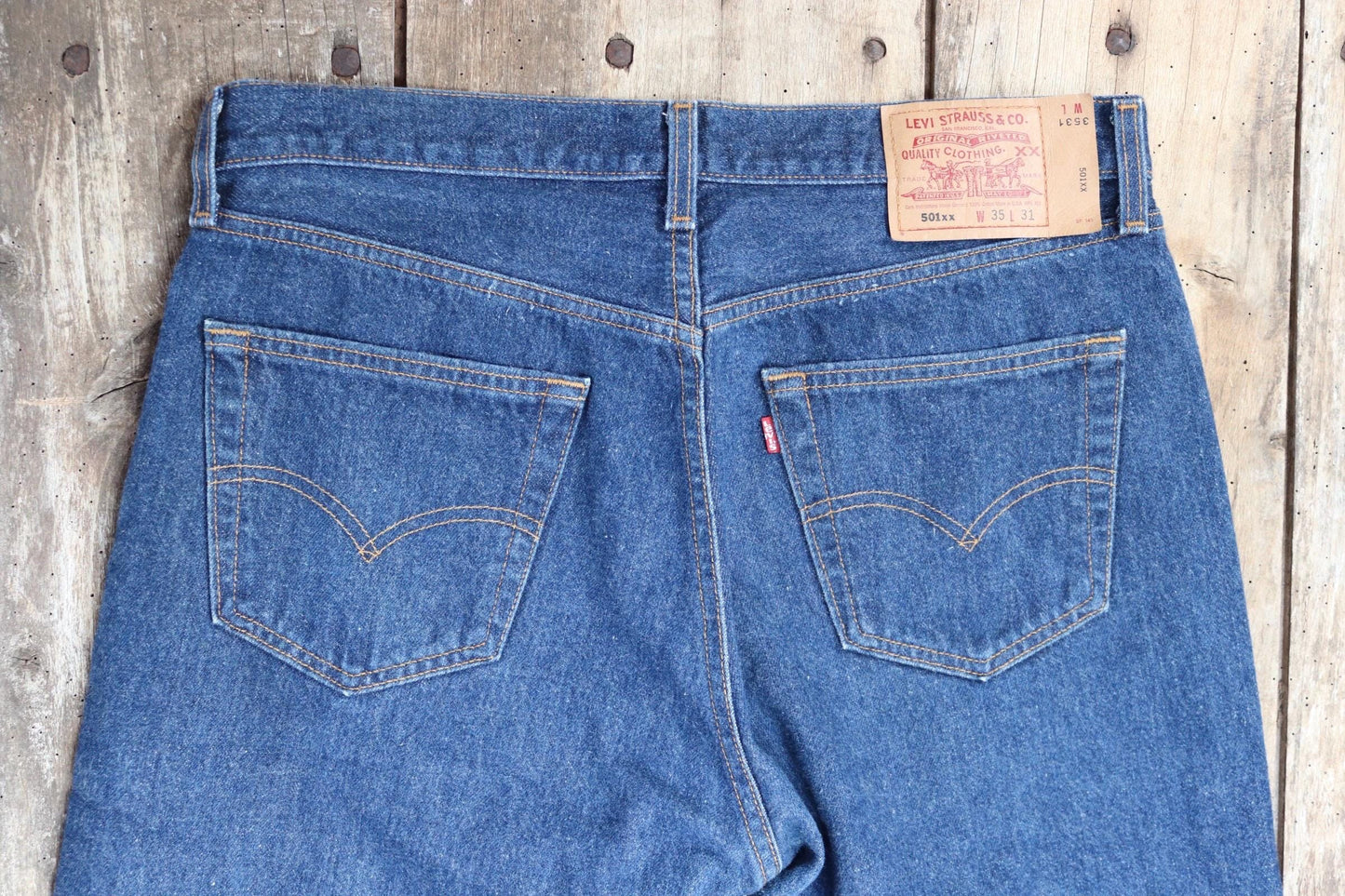Vintage 1990s Levis 501xx denim jeans - made in USA - small e red tab - 34” x 29”