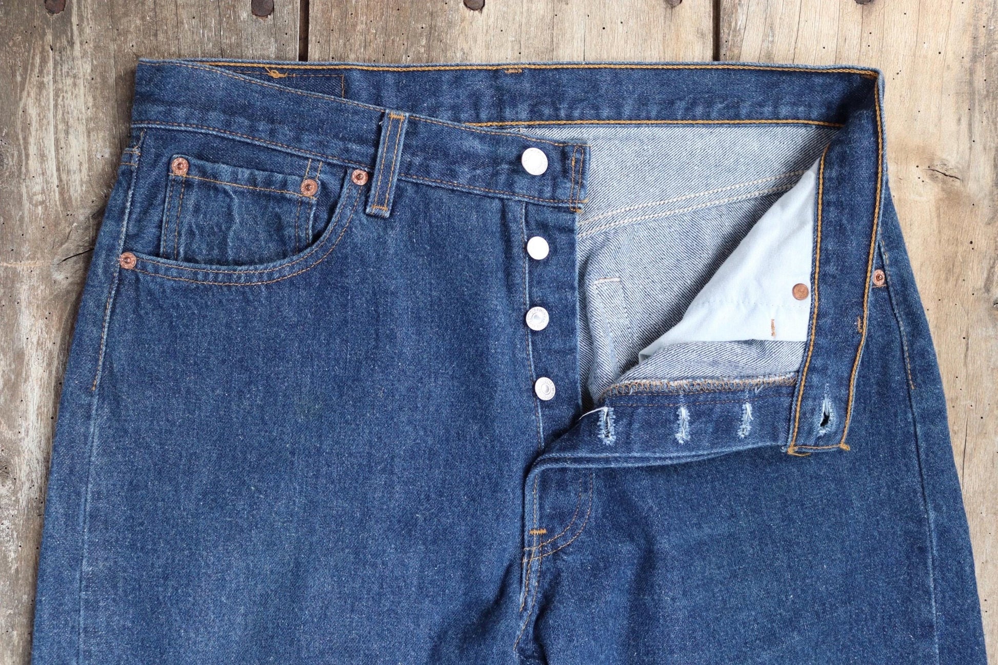 Vintage 1990s Levis 501xx denim jeans - made in USA - small e red tab - 34” x 29”