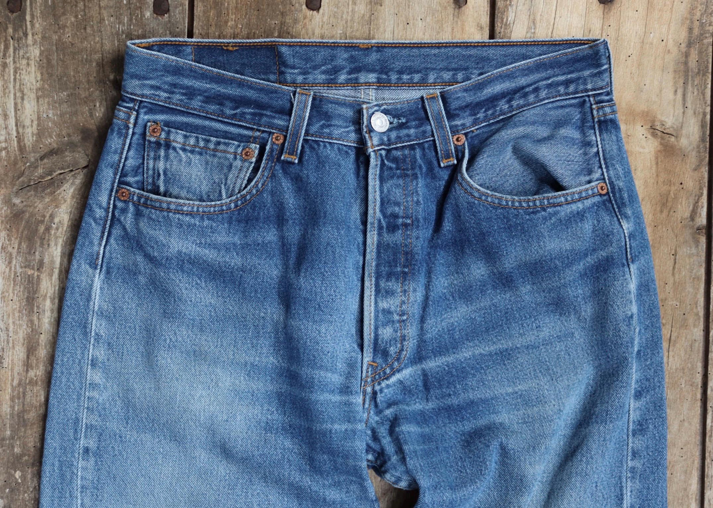 Vintage 1990s Levis 501 denim jeans - made in USA - small e red tab - 31” x 31”