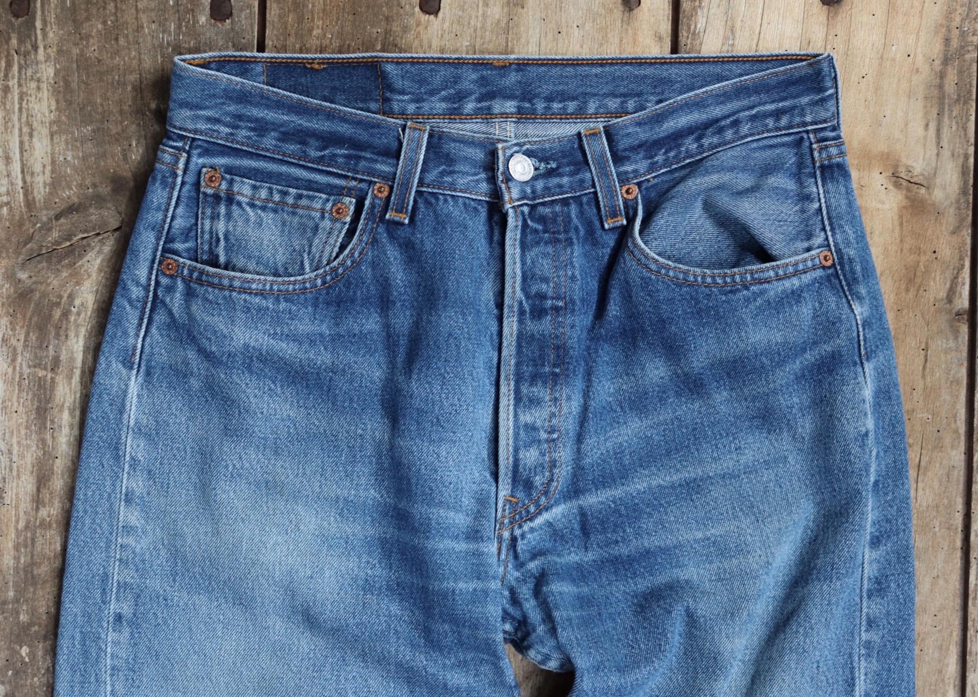 Vintage 1990s Levis 501 denim jeans - made in USA - small e red tab - 31” x 31”