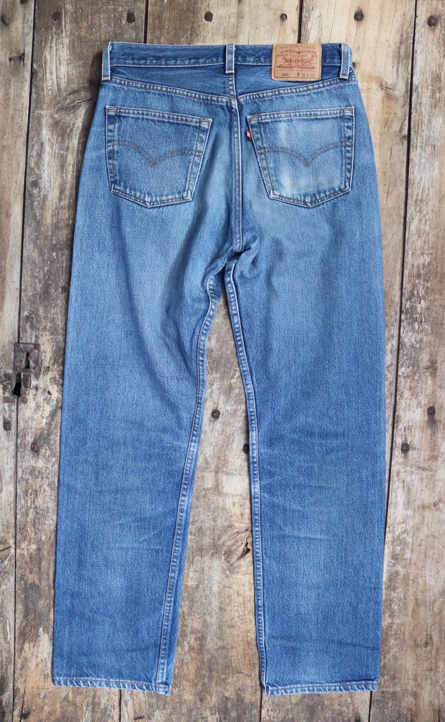 Vintage 1990s Levis 501 denim jeans - made in USA - small e red tab - 31” x 31”