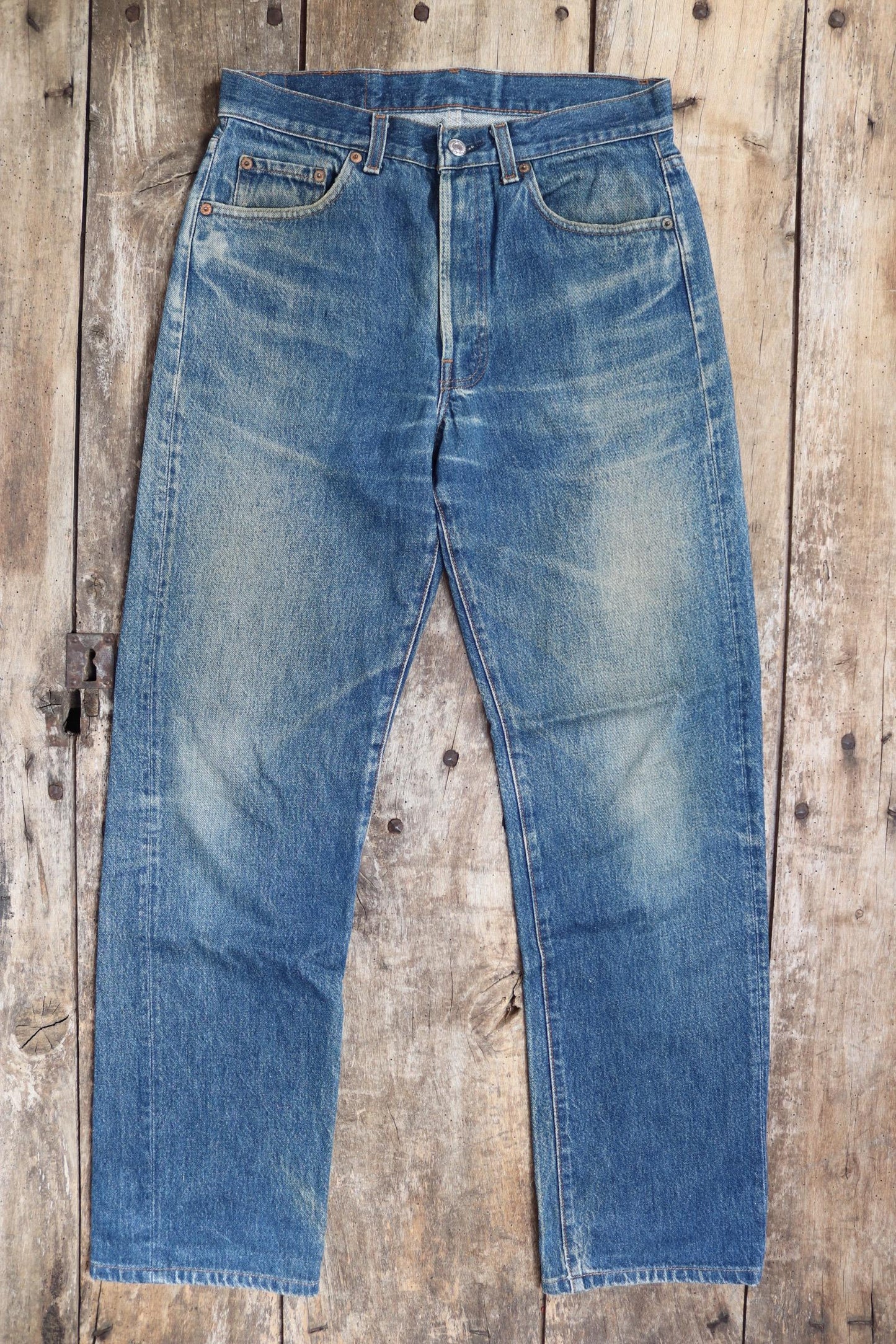 Vintage 1980s Levis 501 denim jeans - made in USA - small e red tab - Valencia St - 30” x 31”