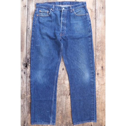 Vintage 1980s Levis 501 denim jeans - made in USA - small e red tab - 35” x 32”