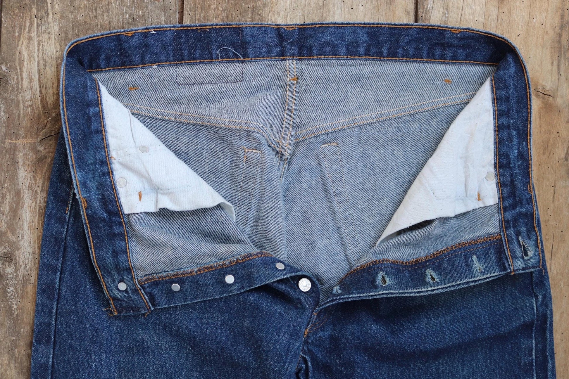 Vintage 1980s Levis 501 denim jeans - made in USA - small e red tab - 35” x 32”