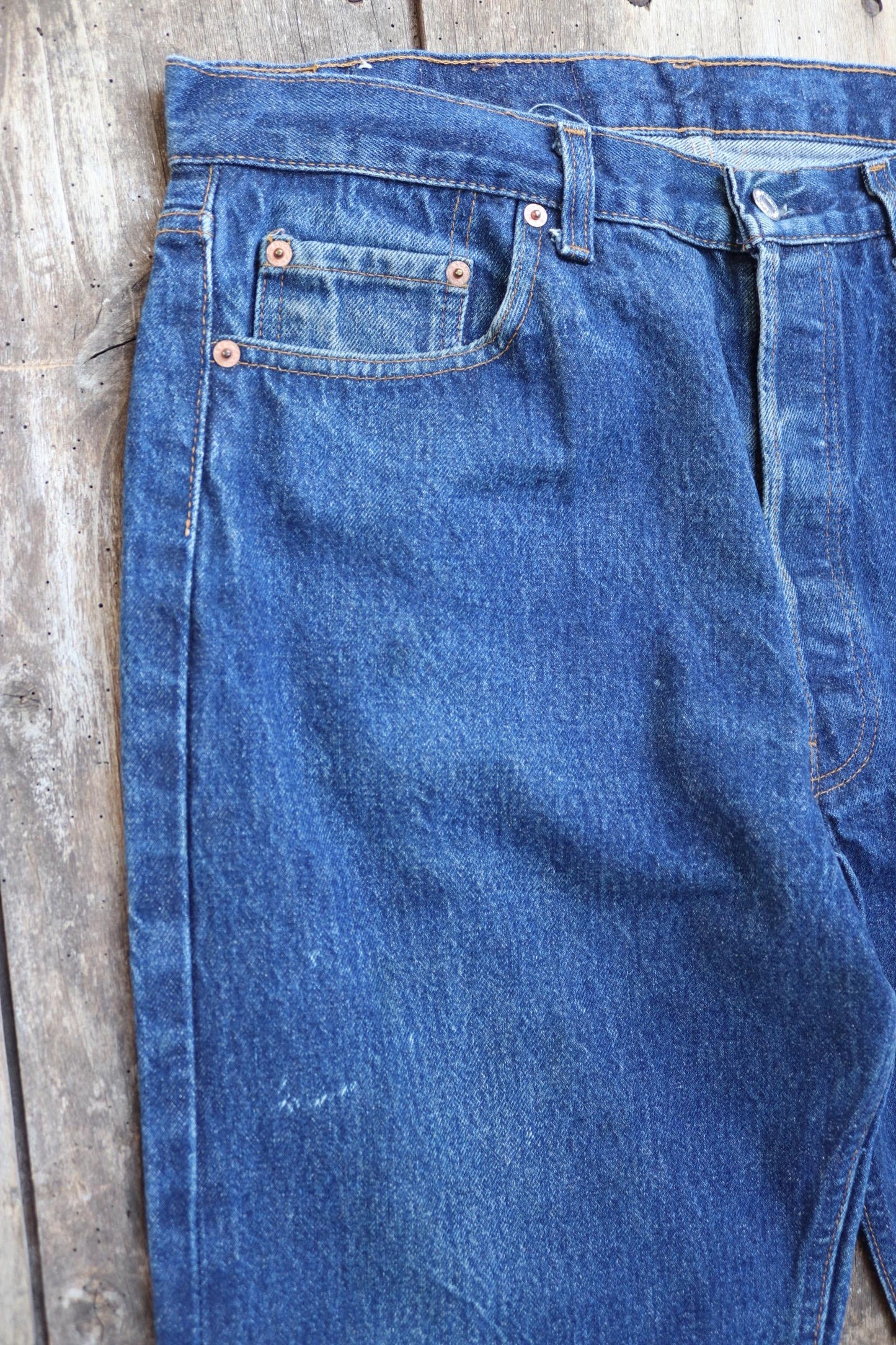 Vintage 1980s Levis 501 denim jeans - made in USA - small e red tab - 35” x 32”