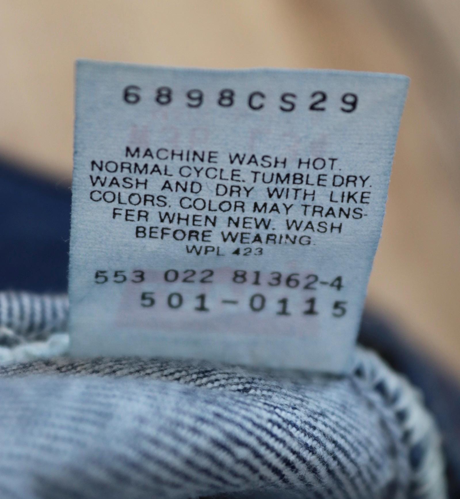 Vintage 1980s Levis 501 denim jeans - made in USA - small e red tab - 35” x 35”