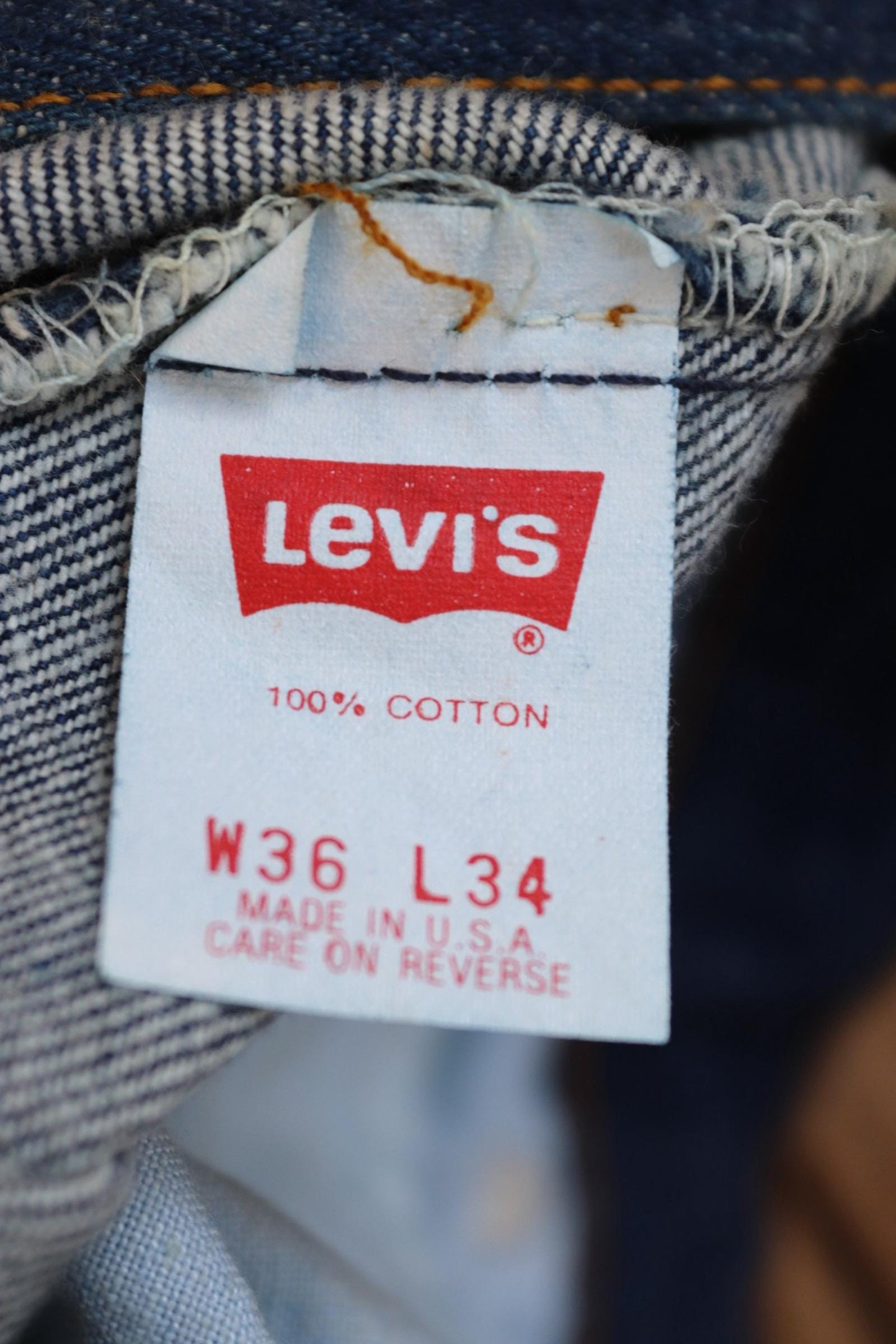 Vintage 1980s Levis 501 denim jeans - made in USA - small e red tab - 35” x 35”
