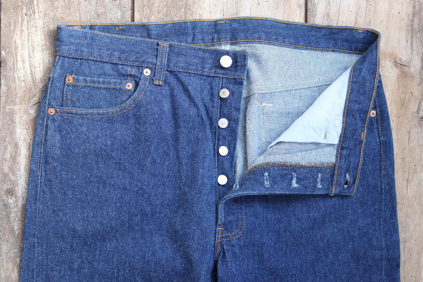 Vintage 1980s Levis 501 denim jeans - made in USA - small e red tab - 35” x 35”