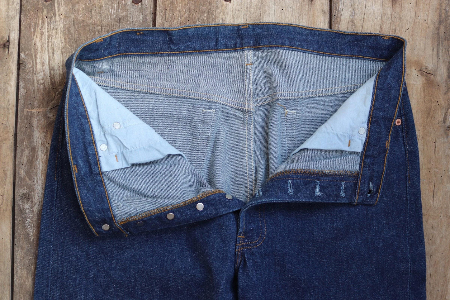 Vintage 1980s Levis 501 denim jeans - made in USA - small e red tab - 35” x 35”