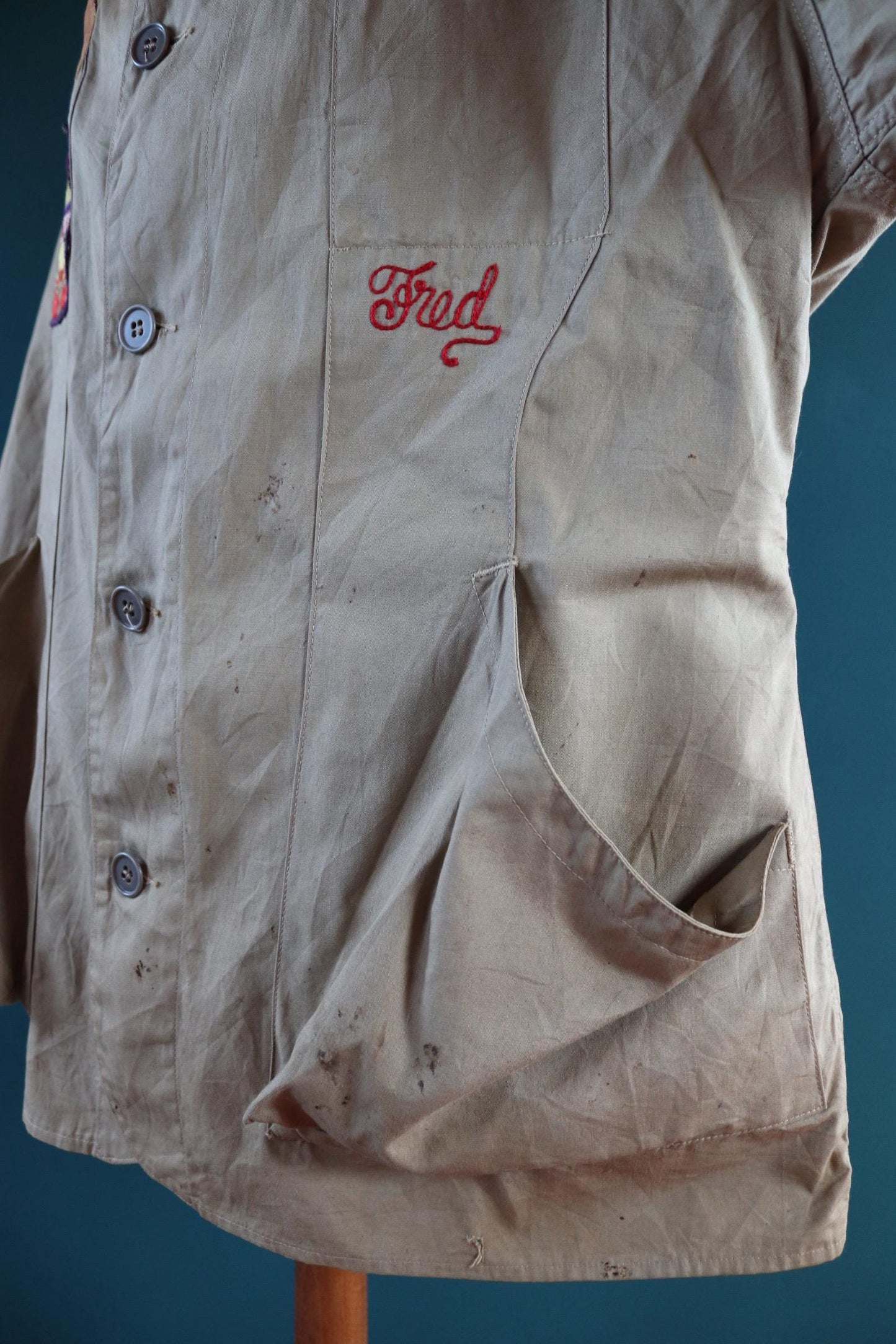 Vintage 1950s shooting jacket - rifle club chain stitch patches - 50” chest