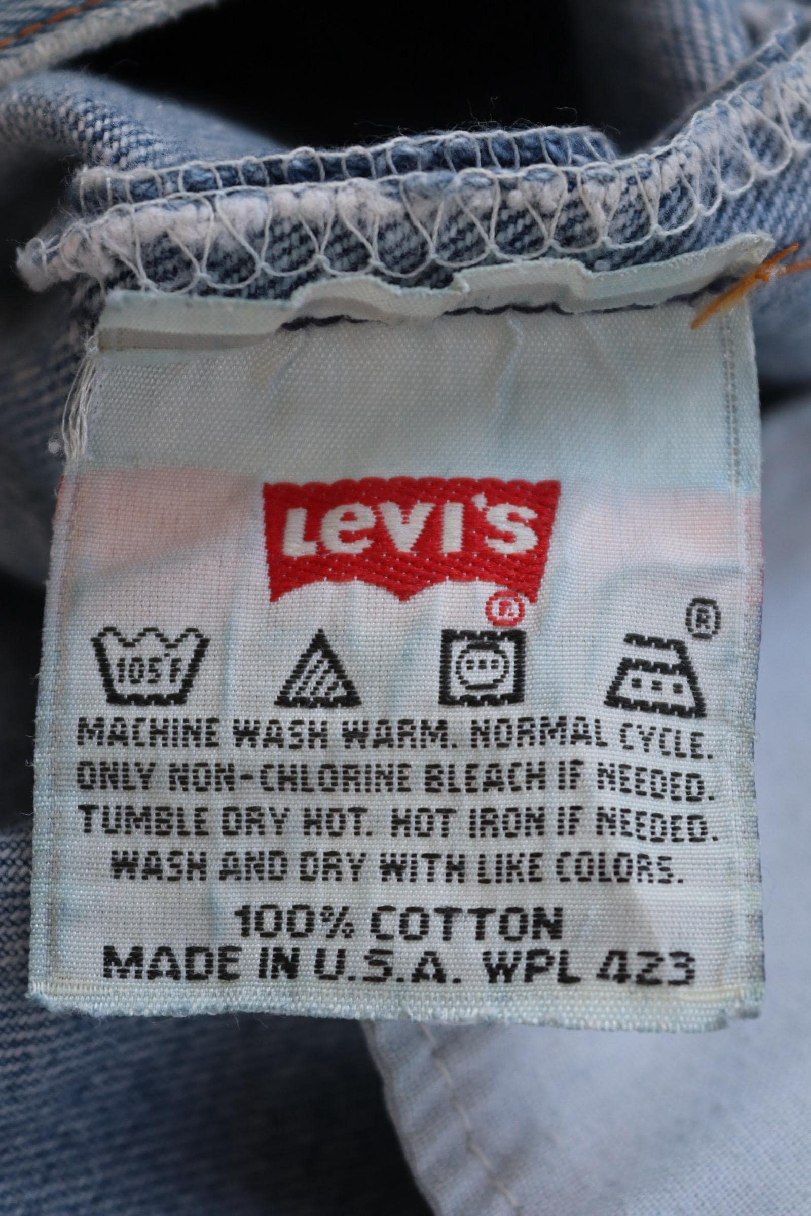 Vintage 1990s Levis 501 denim jeans - made in USA - small e red tab - 32” x 33”