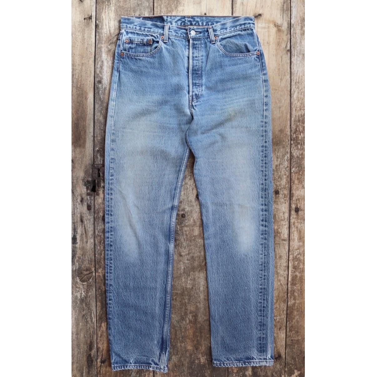 Vintage 1990s Levis 501 denim jeans - made in USA - small e red tab - 32” x 33”