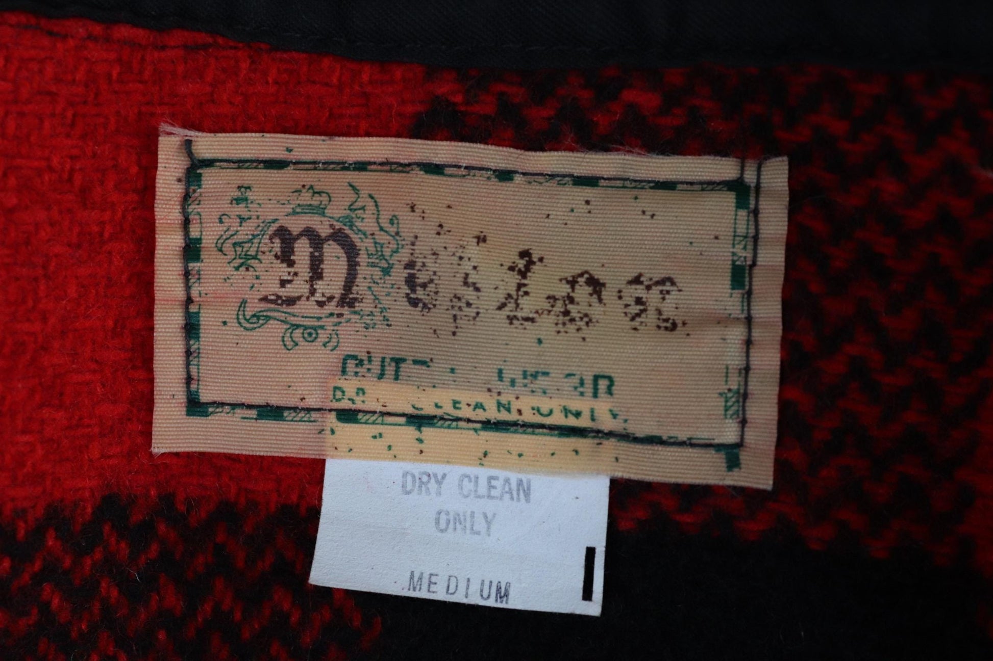 Vintage 1980s Melton wool workwear shirt - buffalo plaid - 46" chest