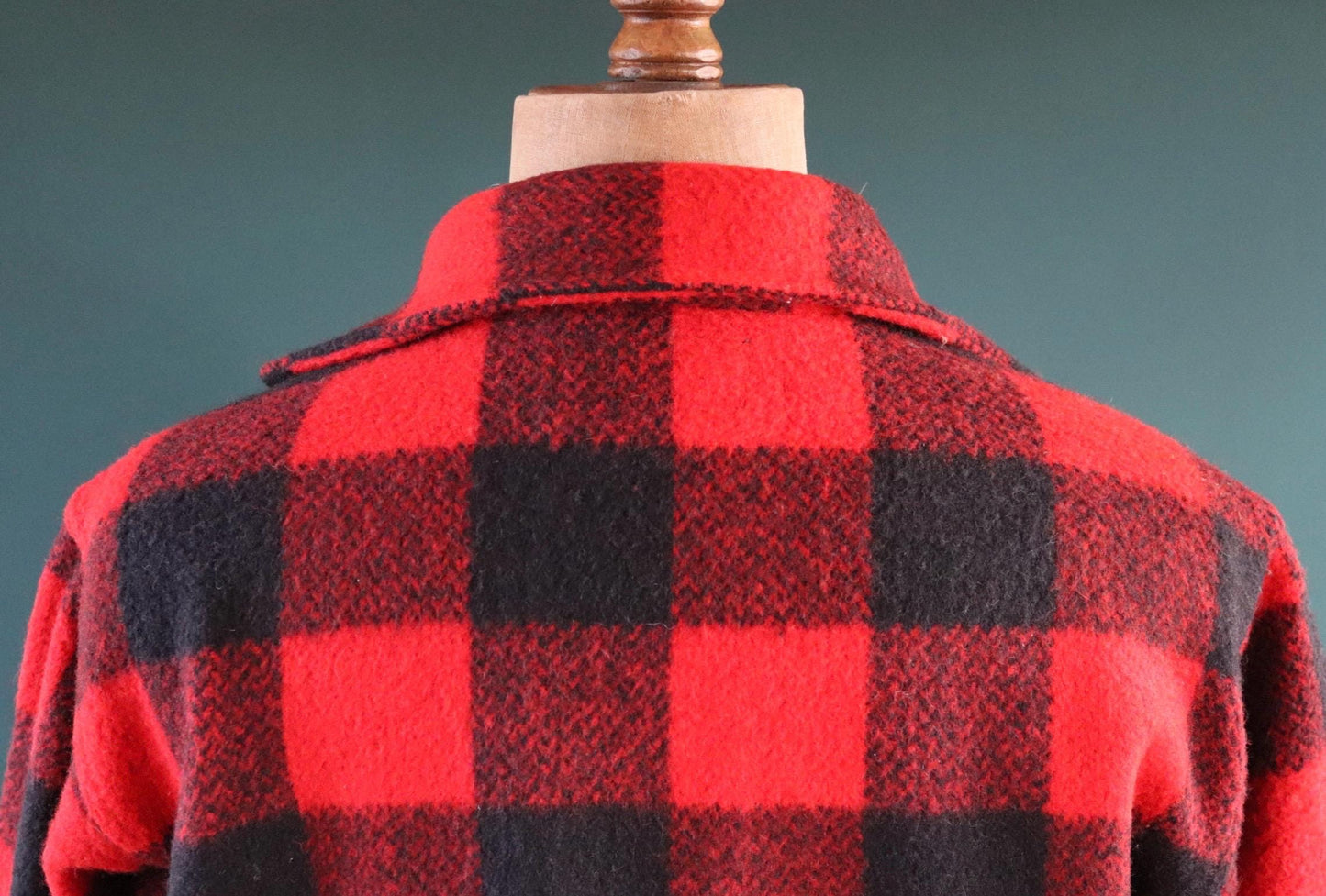 Vintage 1980s Melton wool workwear shirt - buffalo plaid - 46" chest