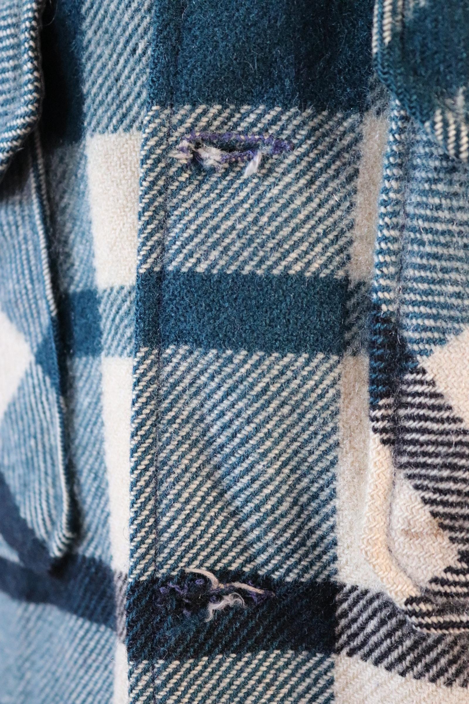 Vintage 1970s Woolrich wool camp shirt - plaid workwear camp jacket - checked CPO - 47” chest