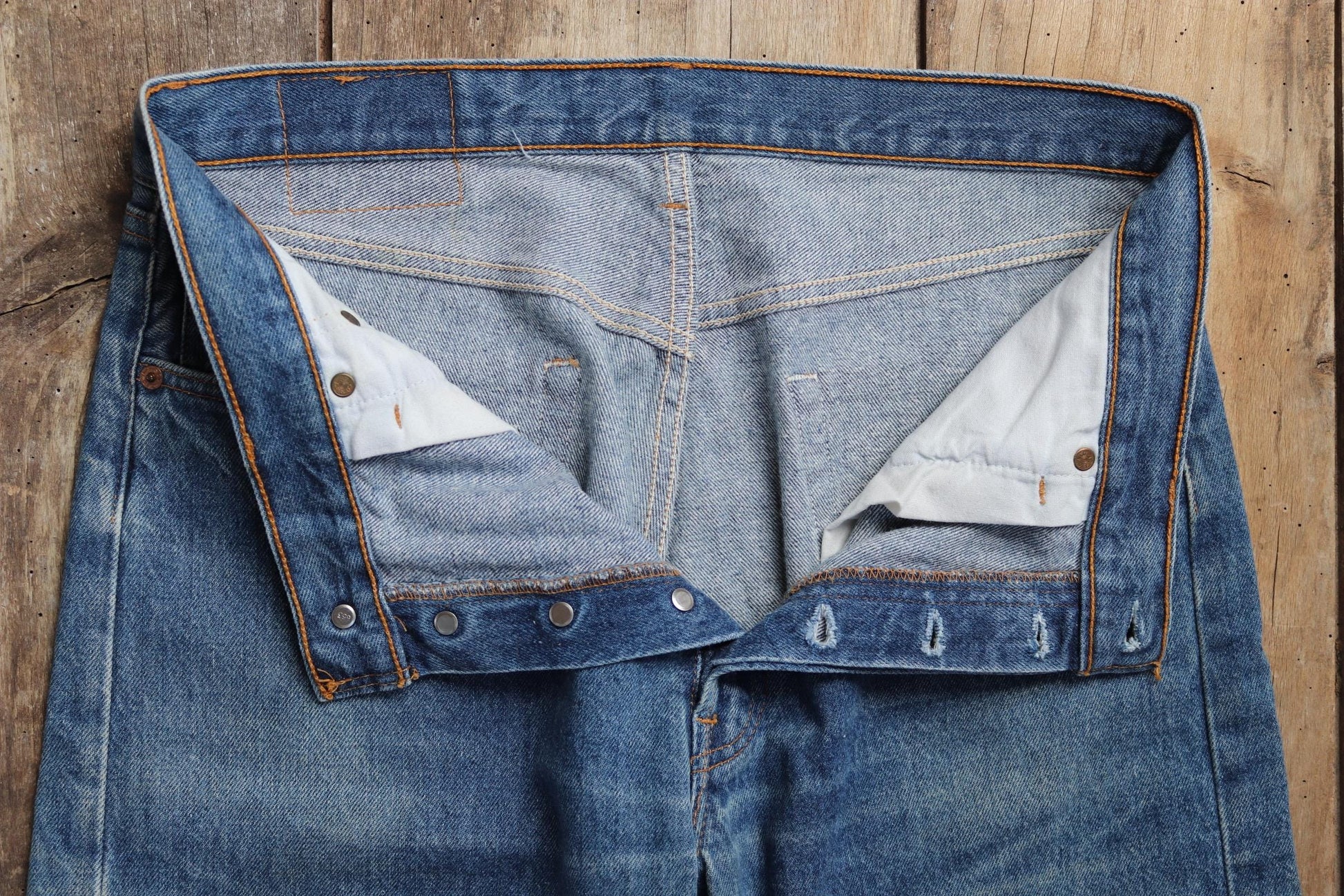 Vintage 1990s Levis 501 denim jeans - made in USA - small e red tab - 33” x 32”