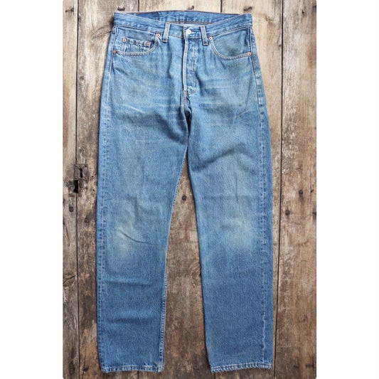 Vintage 1990s Levis 501 denim jeans - made in UK - small e red tab - 32” x 32”