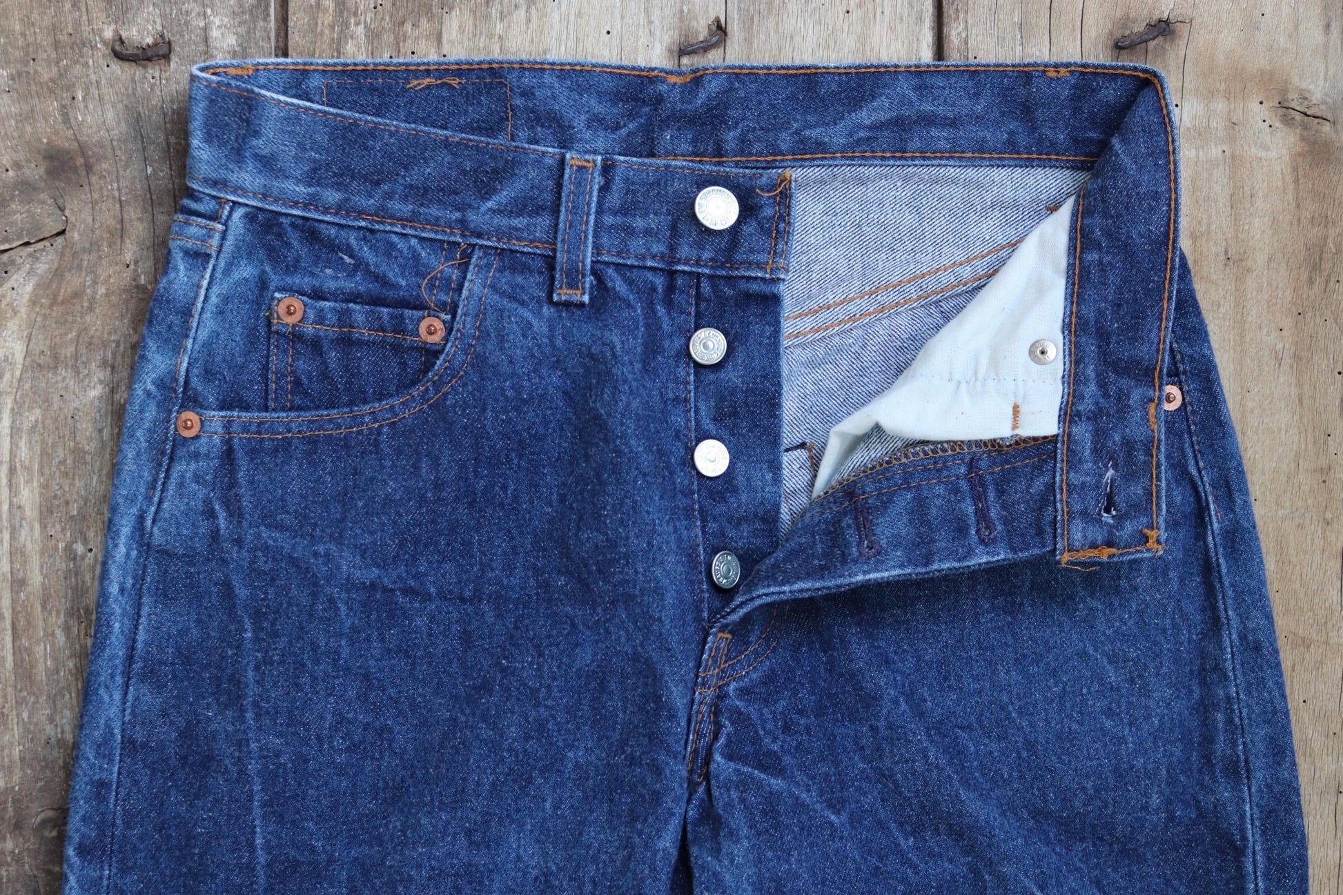 Vintage 1980s Levis 501 denim jeans - made in UK - small e red tab - 28” x 33”