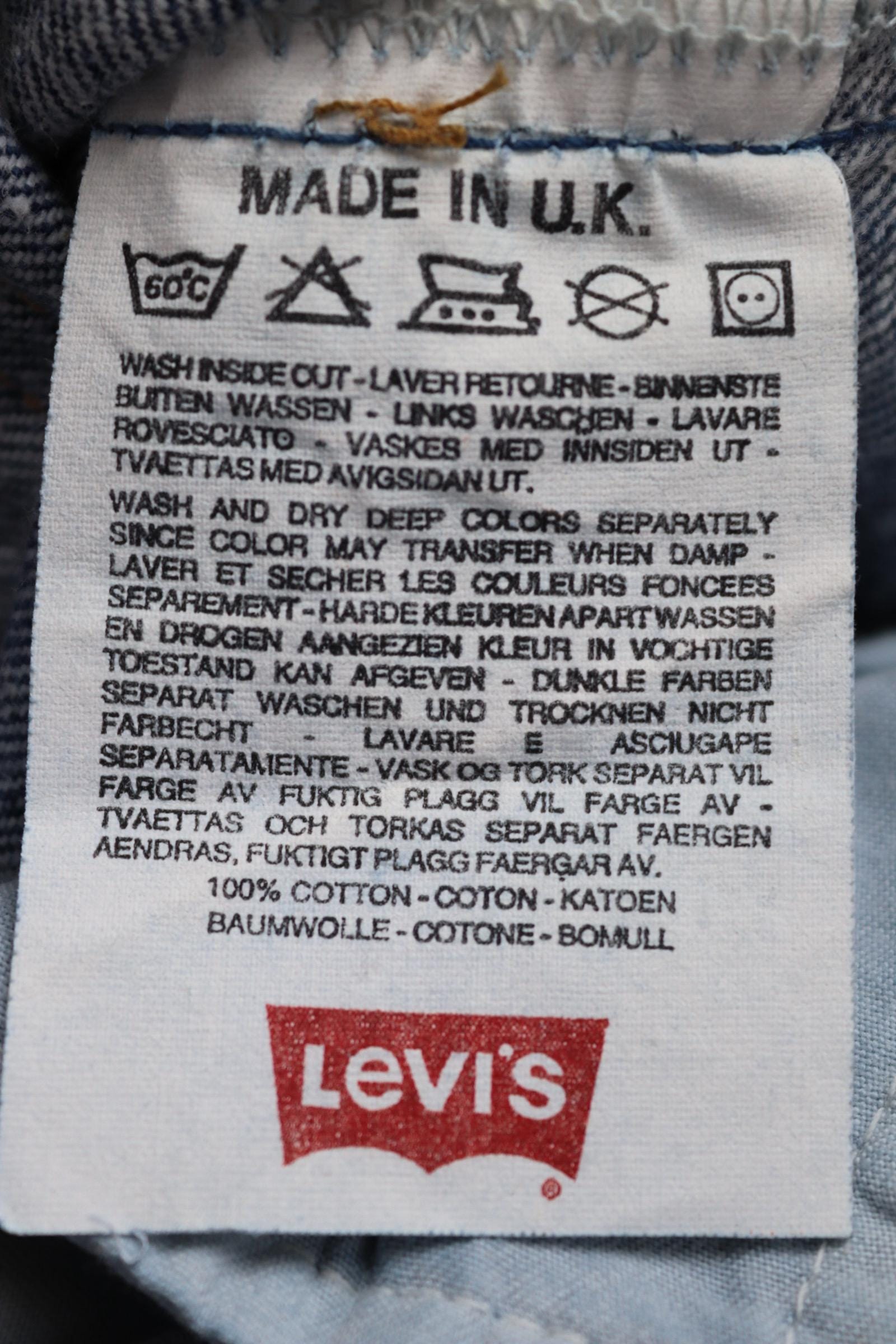 Vintage 1990s Levis 501 denim jeans - made in UK - small e red tab - 28” x 34”