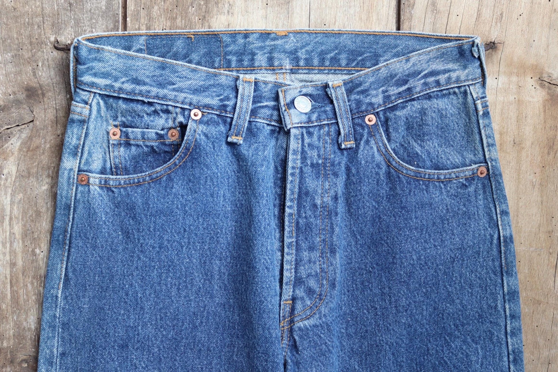 Vintage 1990s Levis 501 denim jeans - made in UK - small e red tab - 28” x 34”