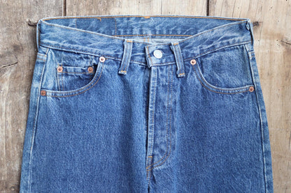 Vintage 1990s Levis 501 denim jeans - made in UK - small e red tab - 28” x 34”