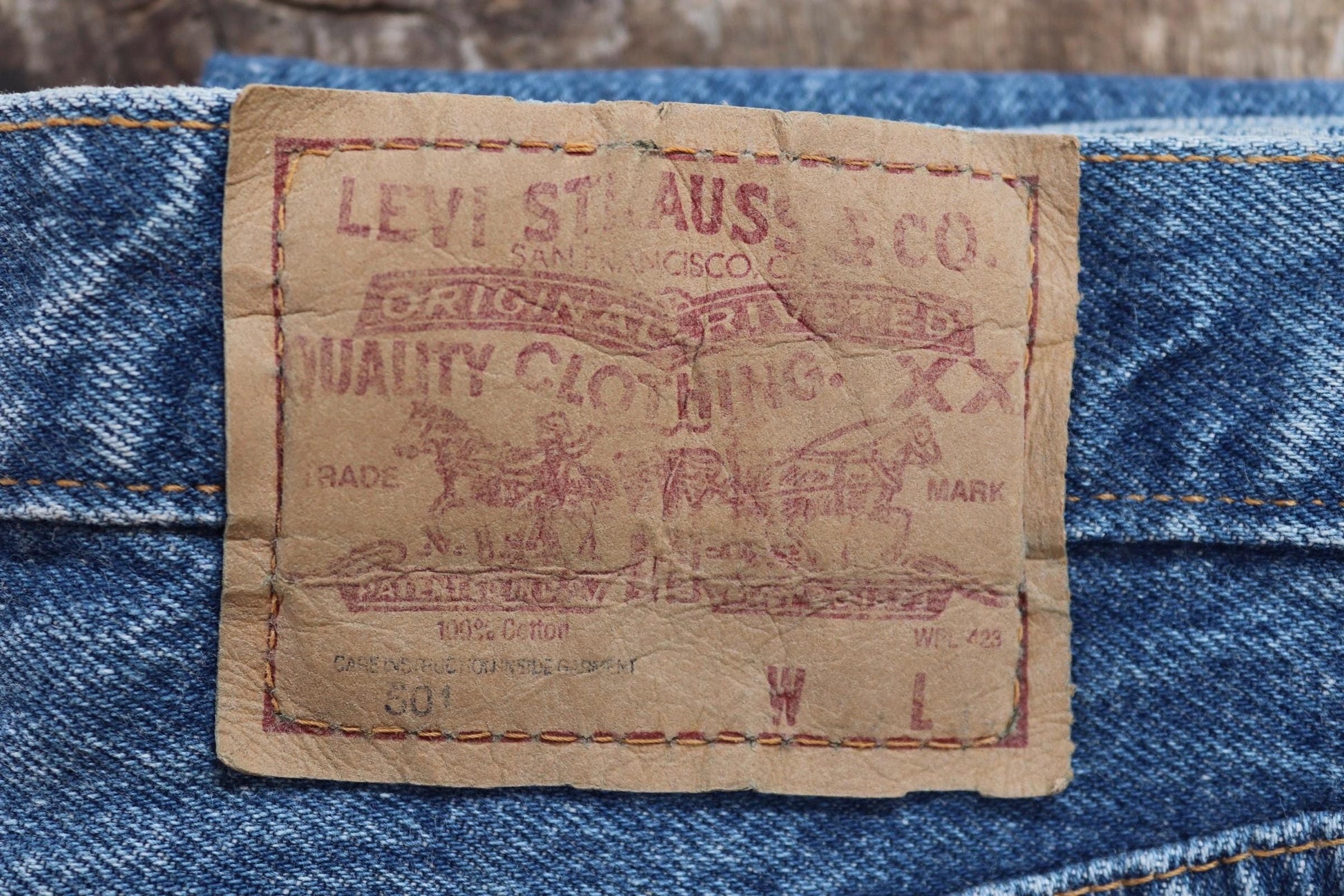 Vintage 1990s Levis 501 denim jeans - made in UK - small e red tab - 28” x 34”