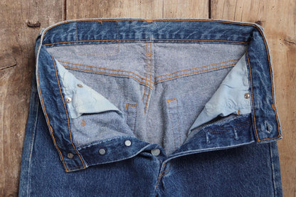 Vintage 1990s Levis 501 denim jeans - made in UK - small e red tab - 28” x 34”