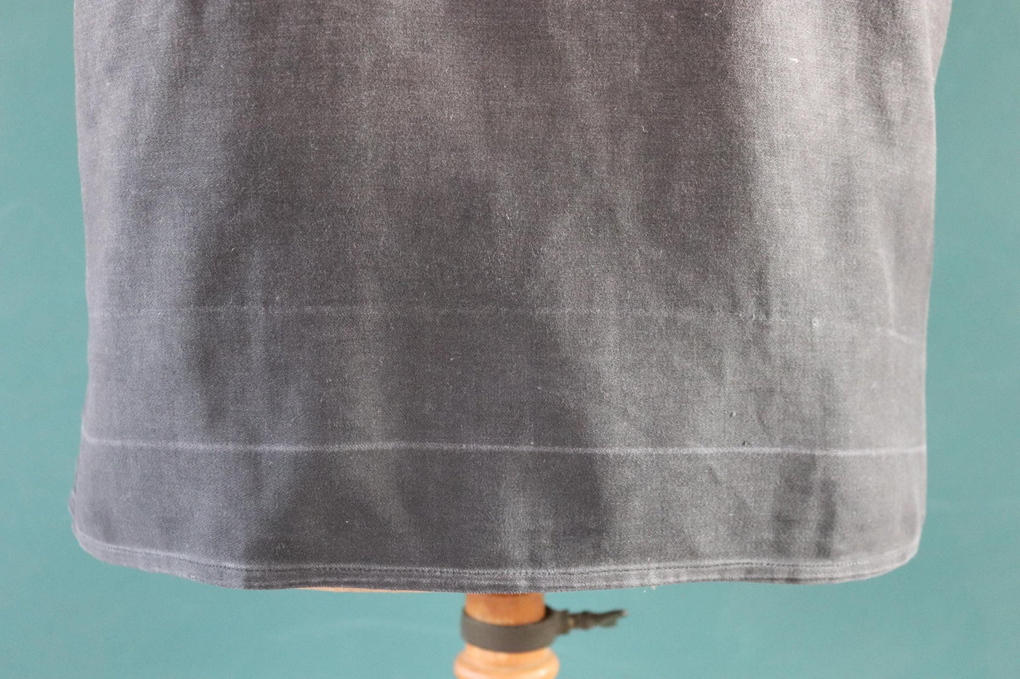 Vintage 1940s French workwear shirt - faded black moleskin cotton - darned and repaired - 42” chest