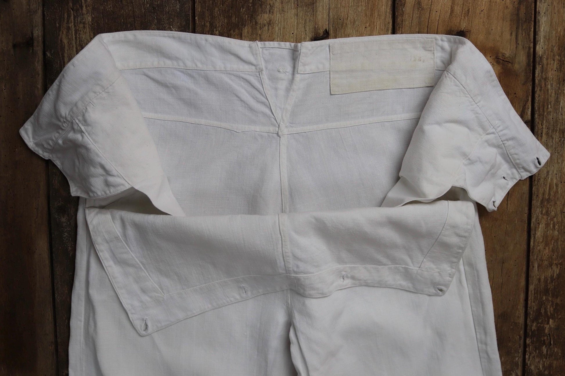 Vintage 1930s French white linen flares - Marine Nationale trousers - military pants - bell bottoms - 33” x 29”