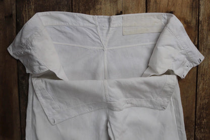 Vintage 1930s French white linen flares - Marine Nationale trousers - military pants - bell bottoms - 33” x 29”