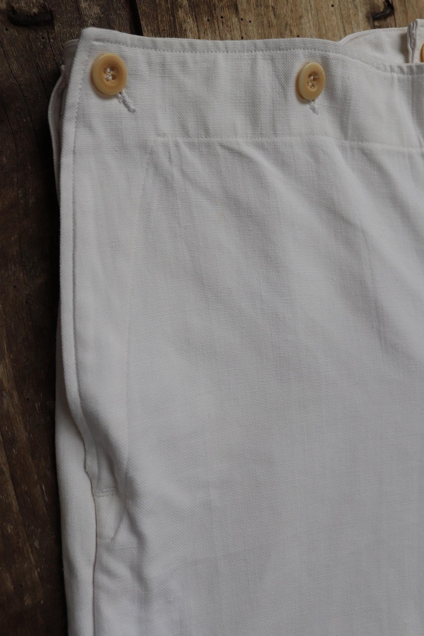 Vintage 1950s French white cotton flares - Marine Nationale trousers - military pants - bell bottoms - 30” x 31”