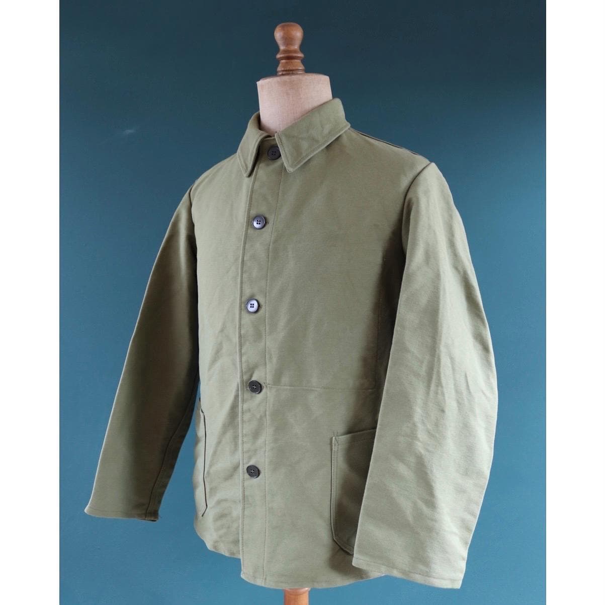 Vintage 1980s green moleskin workwear jacket - chore coat - 44" chest